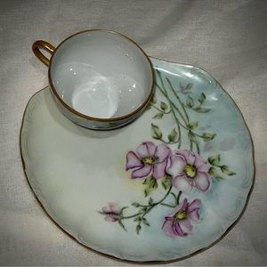 Vintage Hand Painted Bone China Tea Cup and Saucer